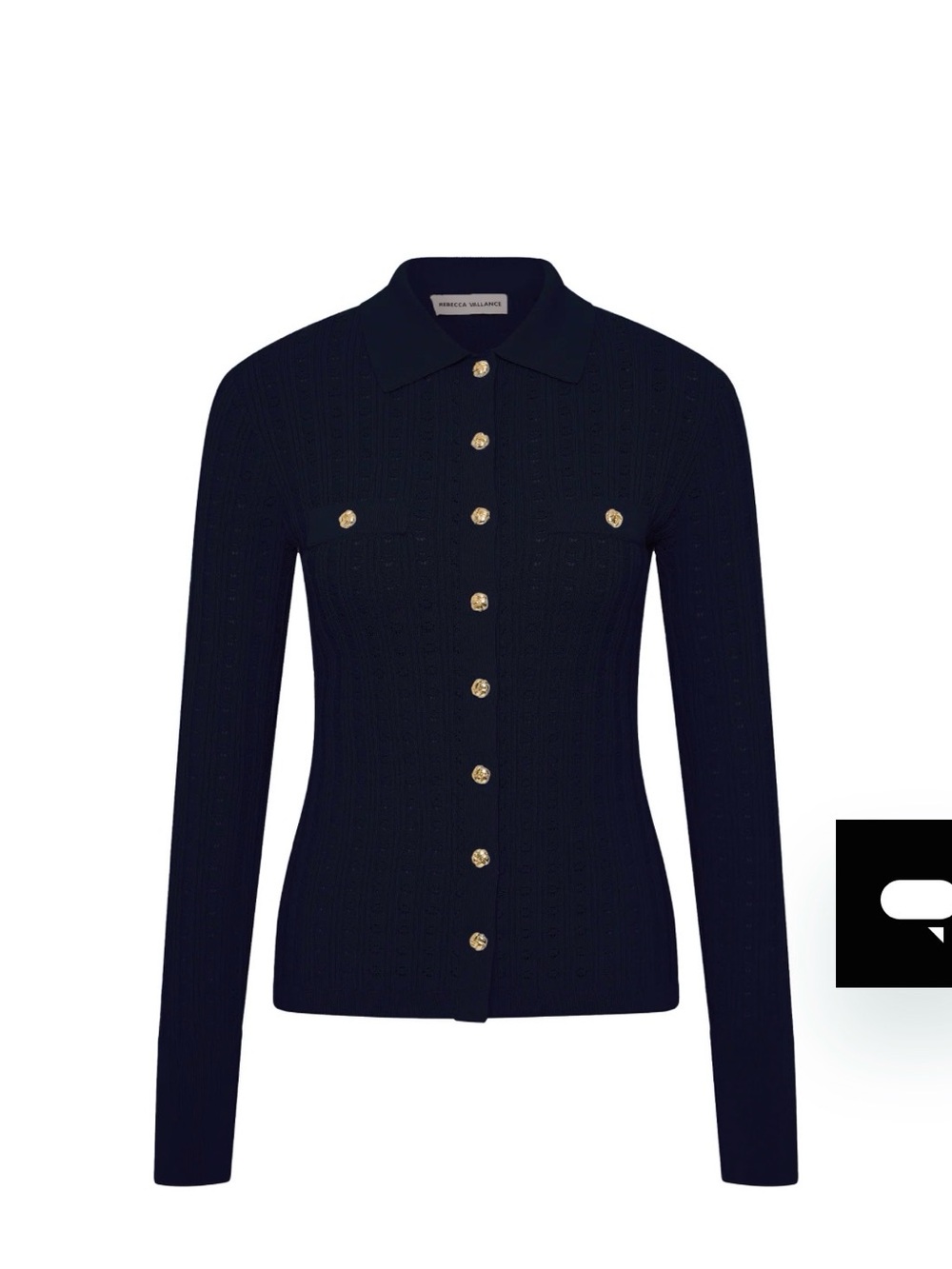 Rebecca Vallance Natalie Button-Front Navy Knit Cardigan Top, Medium